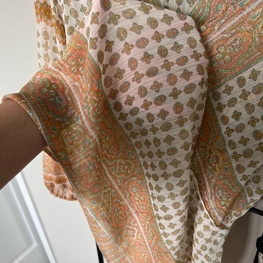 Gorgeous Sheer Boho Lurex Top Sz M - Picture 5 of 7